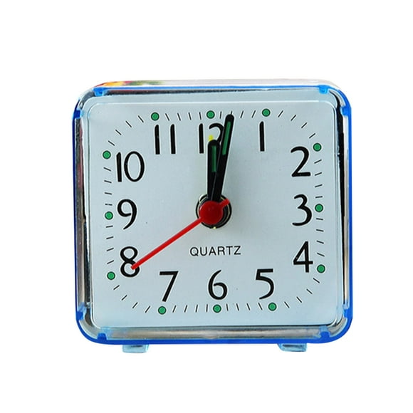 ABS Housing Clock Portable Rectangular Replacing Plastic Firm Replacement Quiet Running Battery Powered Household Office Bedroom Living Room Alarms Blue