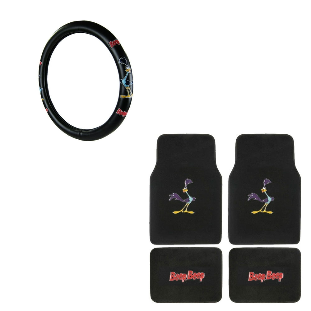 Road Runner 4 Pc Carpet Floor Mats And Wheel Cover