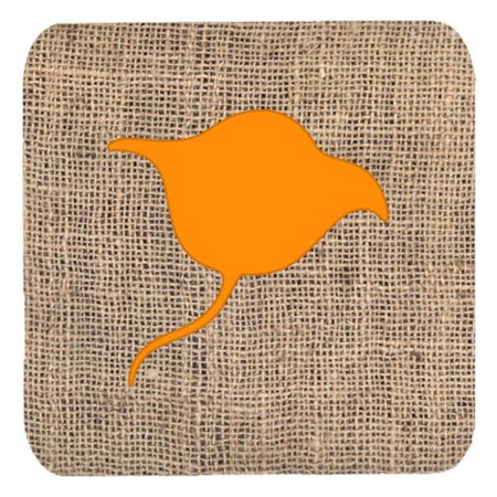 

Stingray Burlap And Orange Foam Coasters - Set 4 3.5 x 3.5 In.