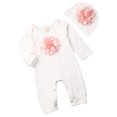 thumbnail image 4 of Springcmy Newborn Baby Girl 3D Flower Romper Bodysuit Hat Outfit Set, 4 of 5