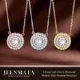 thumbnail image 3 of JeenMata Lab Grown Diamond 1 Carat Round Cut Double Halo Pendant Necklace in 18K Yellow Gold Plating for Women, 3 of 8