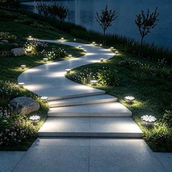 Solar Flower Ground Lights, 4-Color Waterproof LED In-Ground Garden Lamps, Automatic Outdoor Decorative Lighting for Walkway, Yard, Lawn, Patio, Pathway, Landscape, and Flower Beds, White
