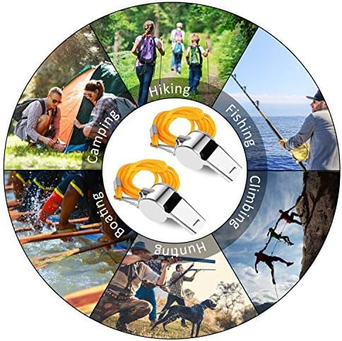 RibRave Coach Whistle,35Pack Football Referee Whistle with Lanyard for Emergency Sports Training Referee1 (Silver) (Silver) (Stainless Steel)