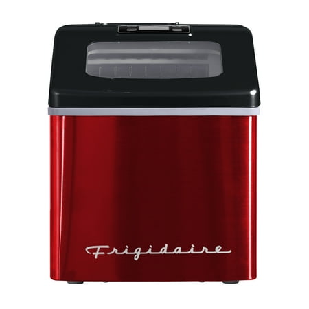 Frigidaire 40 lbs Countertop Clear Square Ice Maker EFIC452, Red Stainless Steel