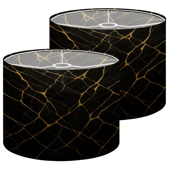 Lampshades 2 Pack black marble gold 13"x13"x10" Light Shade for Table Lamps Floor Lamps Drum Lamp Shades Lampshade Replacement Easy Assembly