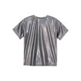 thumbnail image 3 of XUNZOO Kids Girls Sparkly Metallic Shiny T-shirt Boys Short Sleeves Loose Fit T-Shirt for Stage Black 130, 3 of 7