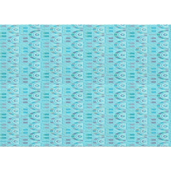 Ahgly Company Indoor Rectangle Patterned Blue Turquoise Green Area Rugs, 7' x 9'