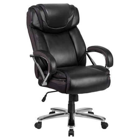 Sharp Series Leather - Flash Furniture HERCULES Series 500 lb. Capacity Big & Tall Black Leather Executive Swivel Office Chair with Extra Wide Seat