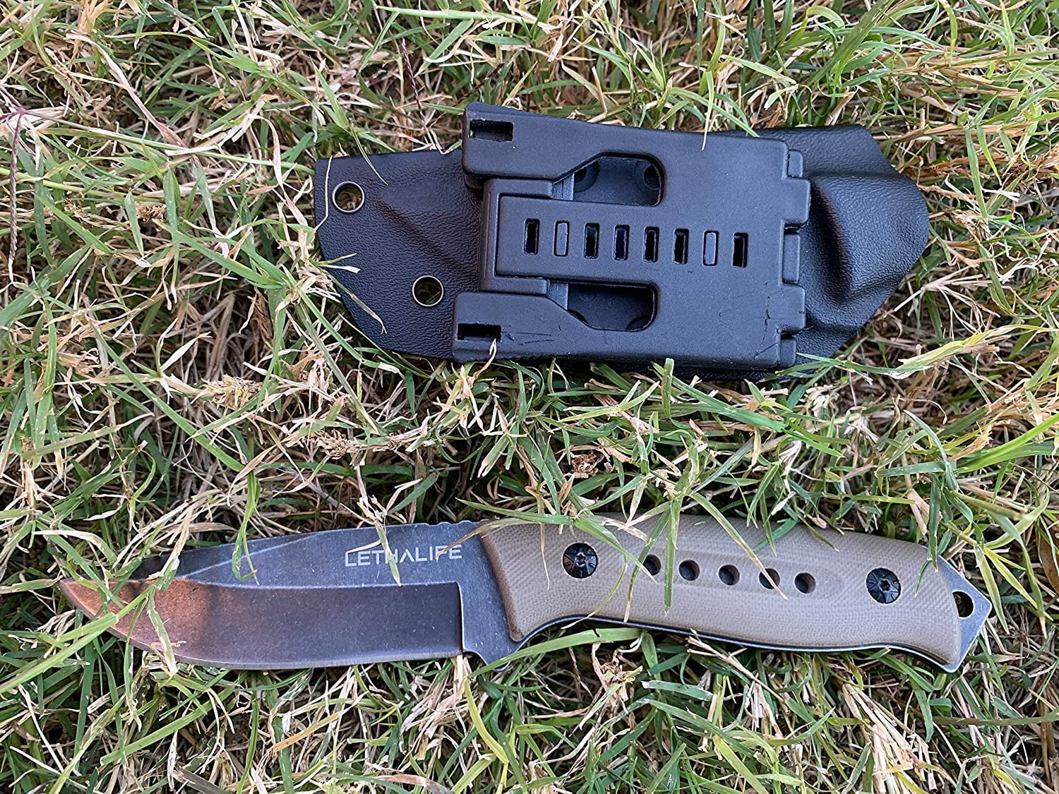 LETHALIFE Tactical Fixed Blade Hunting Knife - Full Tang, Coyote Brown