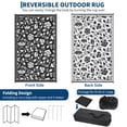 thumbnail image 4 of Garvee 8'x10' Outdoor Rug Waterproof Floral Camping Carpet, Reversible Plastic Straw Rug Outdoor Rug for Patio RV Balcony Backyard, Black, 4 of 6