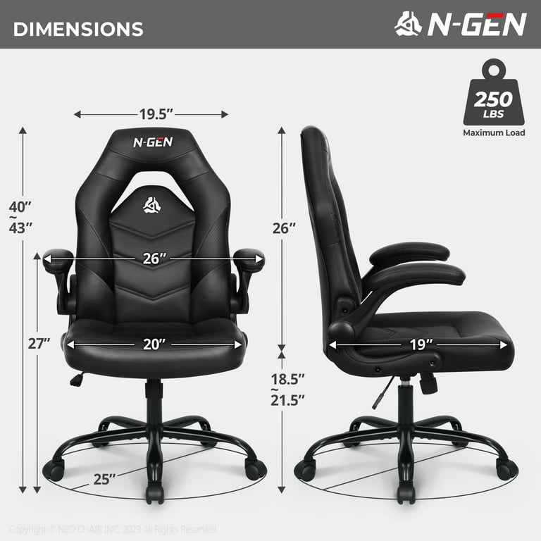 NEO CHAIR Comfortable Gaming Chair with Flip Up Armrest Swivel Wheels and Adjustable Height Black Walmart