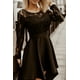 thumbnail image 3 of ABPHQTO Vestido de fiesta de satén alto bajo de encaje de manga larga negro para mujer, 3 of 5