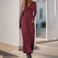 thumbnail image 5 of Women Fashion Solid Elegant Temperament V Neck Sexy Open Long Sleeve Slim Long Dress Large Womens Dress Summer Long Dresses Womens Deep V Neck Printed Bandage Party Wear Dresses Dresses for Women, 5 of 6
