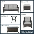 thumbnail image 5 of PARKWELL 7Pcs Outdoor Wicker Rattan Conversation Patio Furniture Set, including Three-seater Sofa, Chairs, Coffee Table, Ottomans and Side Table with Cushion, Beige, 5 of 9