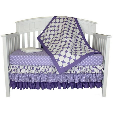 Bacati Mix N Match Purple And White Chevron And Dots 4 Piece Crib