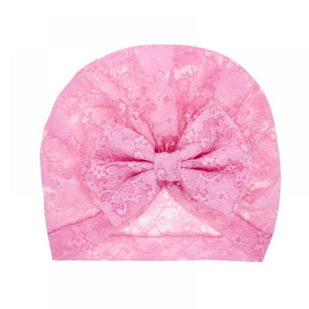 

Baby Turbans Newborn Girl Lace Headwraps Baby Girl Beanie Hat with Bow Hospital Nursery Hat