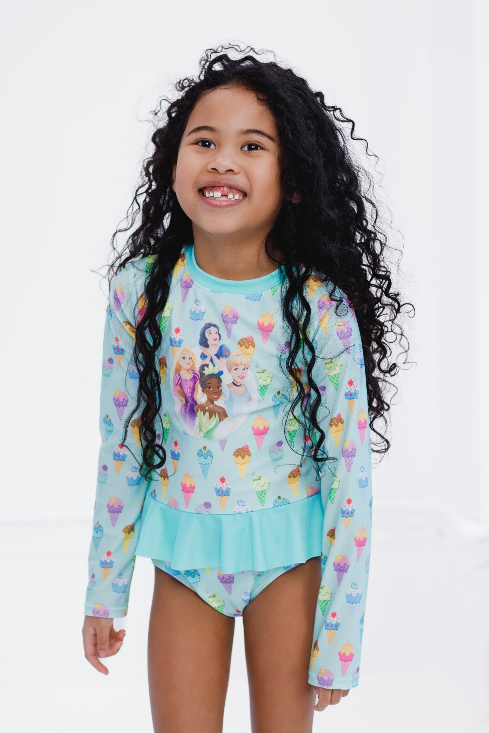 Disney Princess Rapunzel Snow White Tiana UPF 50+ One Piece Bathing Suit Infant to Little Kid
