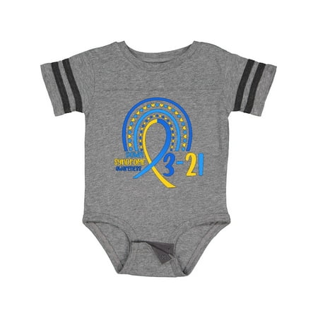 

Inktastic 3-21 World Down Syndrome Day Blue and Yellow Rainbow Ribbon Gift Baby Boy or Baby Girl Bodysuit