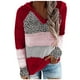 thumbnail image 1 of Gibobby Sudadera larga con cremallera Fashion Women Leopard Patchwork V Cuello de mangas largas Sweater Blouse Tops （Rojo， XXXL), 1 of 5