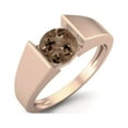 thumbnail image 2 of Bague de Mariage pour Femmes en Argent Sterling 925 avec Quartz Fumé Rond de 0,85 Ctw, Vermeil Rose, Solitaire et Tension, 2 of 3