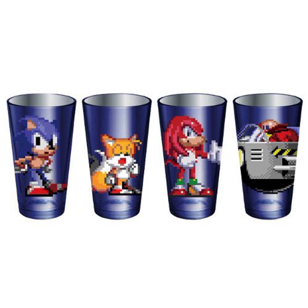 Sonic The Hedgehog Pixilated Set of 4 Pint Glasses