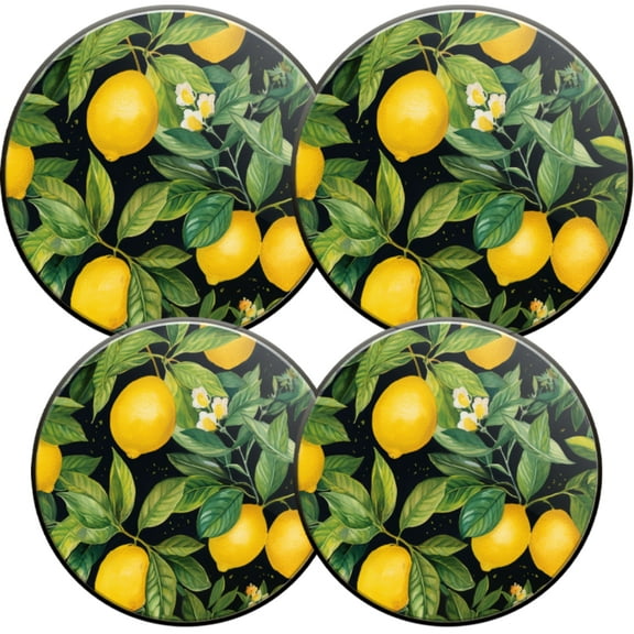 Gas Stove Burner Cover,Electric Stove Top Protector,Easy to Clean,Lemon Pattern on a Black Background