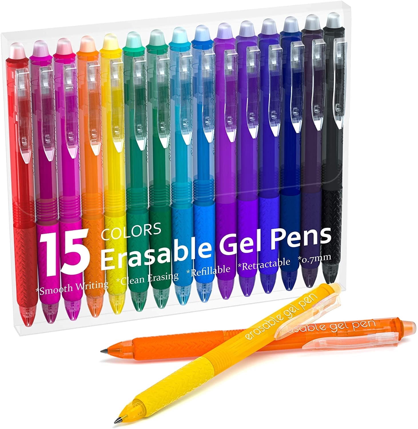 (2 pack) Erasable Gel Pens, 15 Colors Lineon Retractable Erasable Pens Clicker, Fine Point, Make Mistakes Disappear, Assorted Color Inks for Drawing Writing Planner and Crossword Puzzles