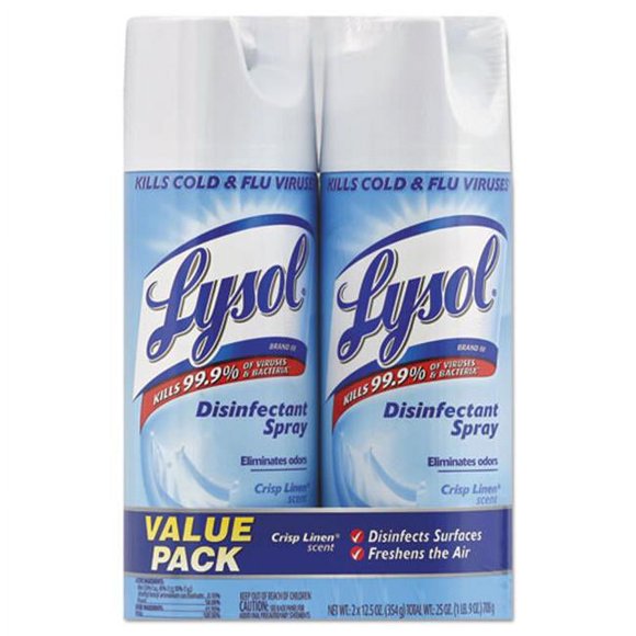 Reckitt Benckiser RAC89946PK Disinfectant Spray, Crisp Linen, 12.5 oz. Aerosol, 2 Pack