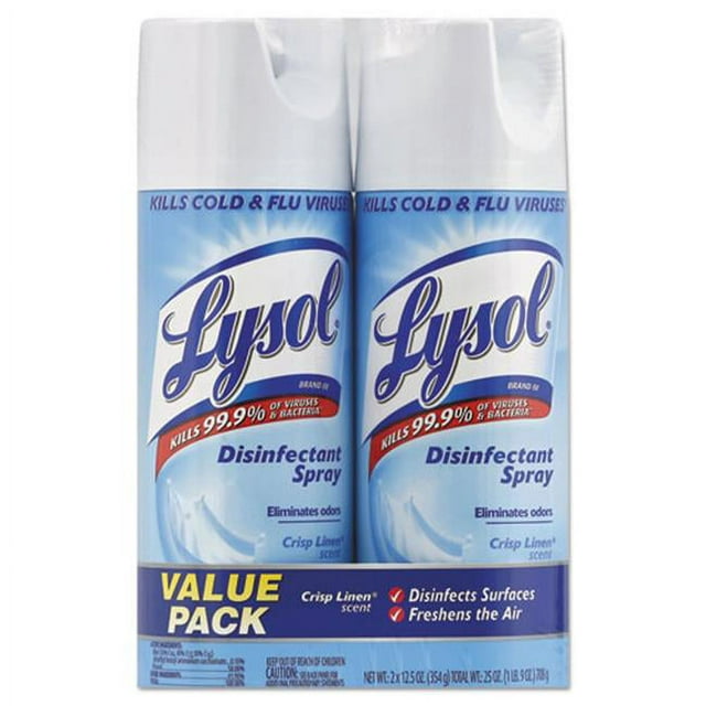 Reckitt Benckiser RAC89946PK Disinfectant Spray, Crisp Linen, 12.5 oz. Aerosol, 2 Pack