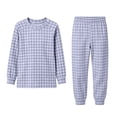 thumbnail image 2 of Mifsaly Two Piece Pajama Set for Girls Boys Plaid Print Long Sleeve Crewneck Pullover Tops and Jogger Pants Kids Lightweight Soft Casual Sleepwear, 2 of 6