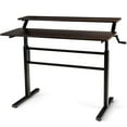 thumbnail image 5 of Gymax Standing Desk Crank Adjustable Sit to Stand Workstation with Monitor Shelf Brown, 5 of 10