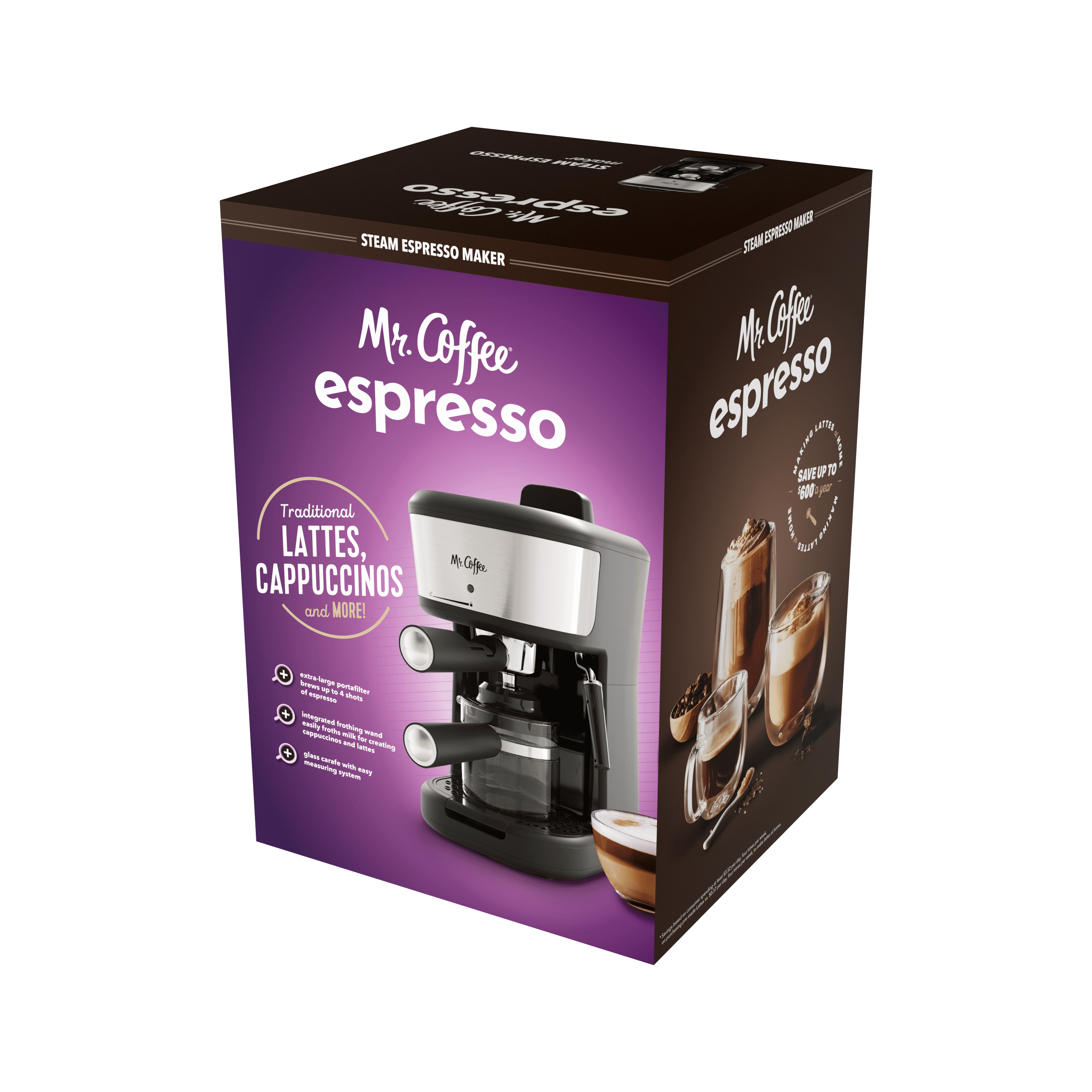 Mr. Coffee 4-Cup Steam Espresso System with Milk Frother, Size: Old Version 4-Cup size, Black