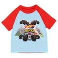 thumbnail image 4 of Hot Wheels Toddler Boy's Monster Trucks Toys Tossed Print Pajama Set Short, 4 of 7
