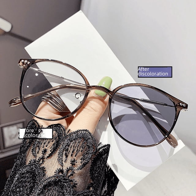 Gafas de miopía fotosensibles que cambian de color, gafas anti-azules para hombre, gafas de miopía de moda ovaladas lisas de color rojo y gris