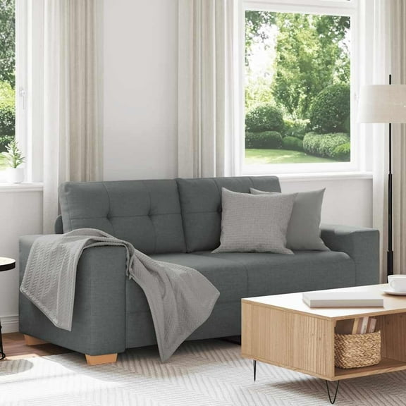 vidaXL Loveseat Sofa Dark Gray 55.1" Fabric