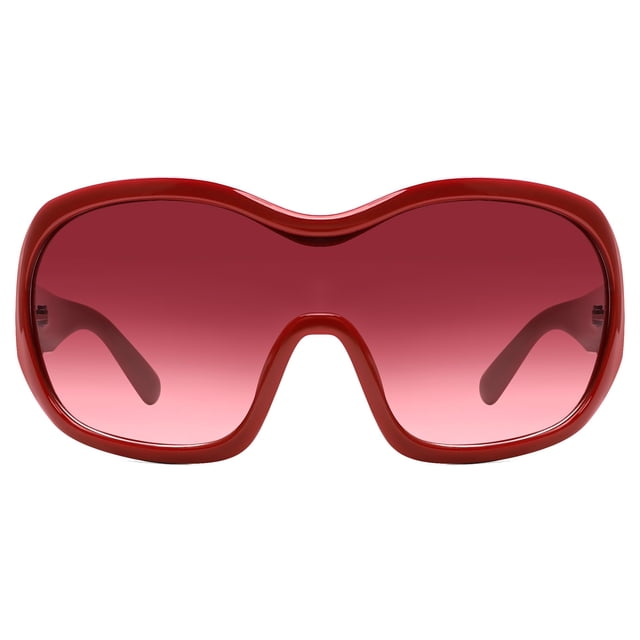 Gafas de sol TYA Oversize con diseño envolvente tipo escudo rojo para mujeres y hombres