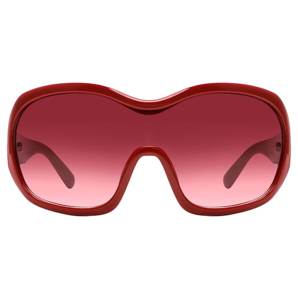 Gafas de sol TYA Oversize con diseño envolvente tipo escudo rojo para mujeres y hombres