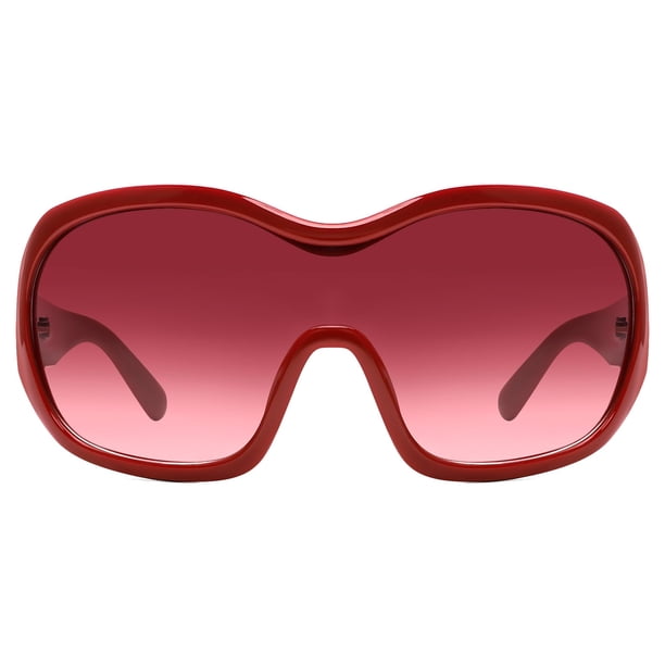 Gafas de sol TYA Oversize con diseño envolvente tipo escudo rojo para mujeres y hombres