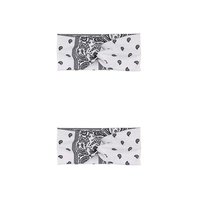 Diadema de ganchillo Qarigey Estampado de leopardo 2piezas Blanco