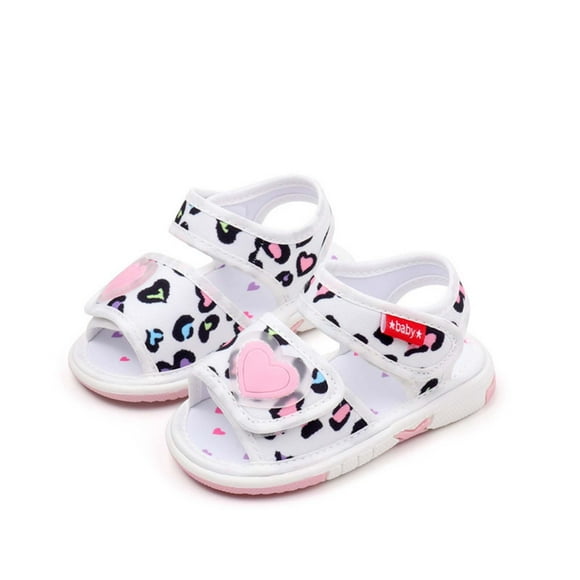 TopLLC Baby Walking Shoes Baby Summer New Casual Comfortable Breathable Toddler Shoes Love Leopard Print Non-slip Soft Sole Baby Called Shoes Kid Shoes
