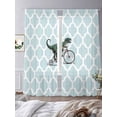 thumbnail image 3 of Morocco Blue Sheer Curtains 84 Inch Length 2 Panels Set, Cute Dinosaur Bike Vintage Voile Window Treatment Rod Pocket Curtains Sheers Drapes for Bedroom/Living Room/Kitchen 52"x84"x2, 3 of 7