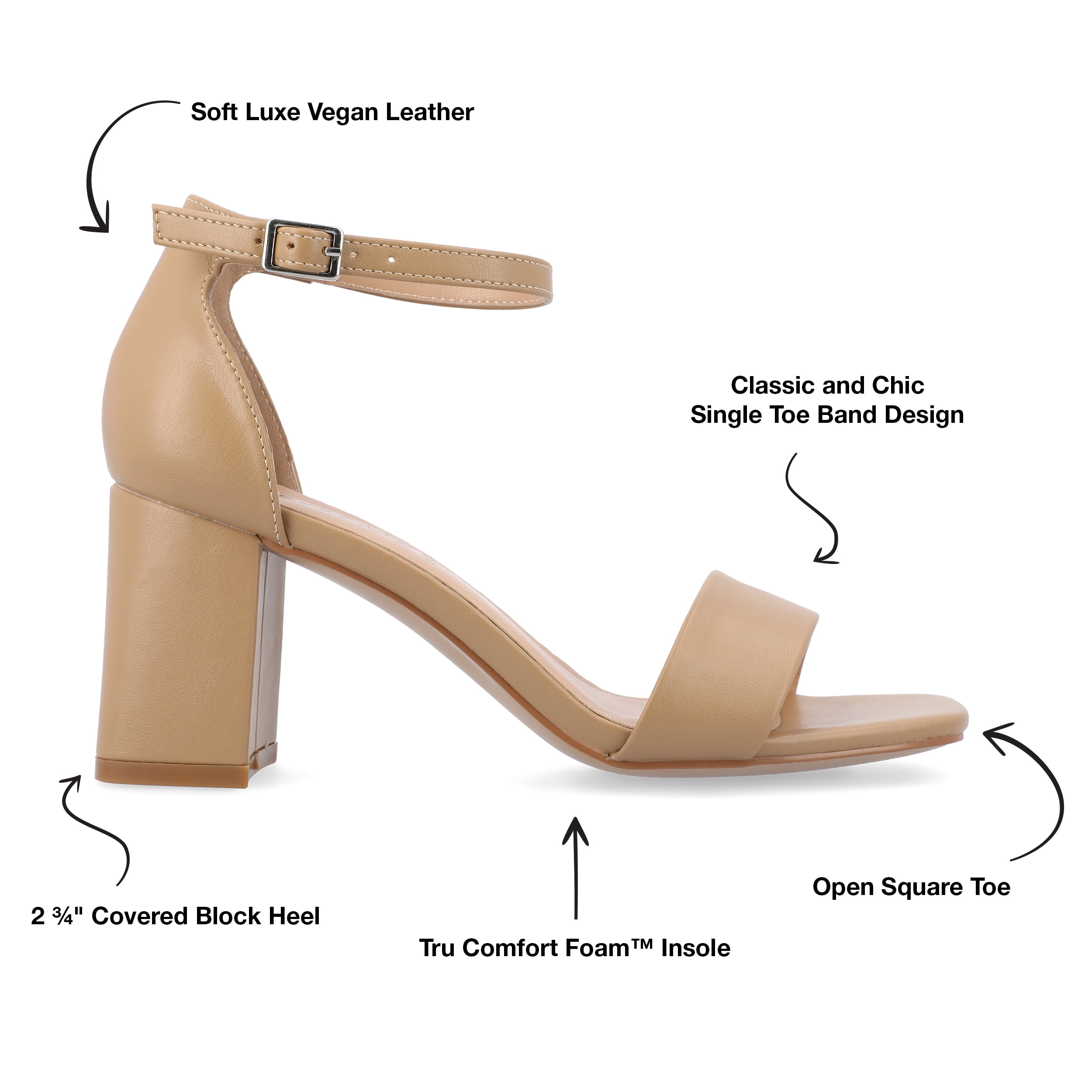 Journee Women's Valenncia SuperNatural Shades Wide Width Open Square Toe Ankle Strap Sandals