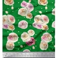 thumbnail image 1 of Soimoi Green polyester Crepe Fabric Dot & Ranunculus Floral Print Fabric by Yard 52 Inch Wide, 1 of 3