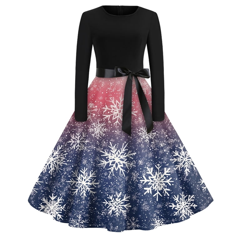 Christmas Dresses for Women Women's Vintage Classic Dress Long Sleeve Christmas Print Round Neck Swing Dress for Christmas Party,Blue,3XL - Walmart.com Christmas Dresses for Women Women's Vintage Classic Dress Long Sleeve Christmas Print Round Neck Swing Dress for Christmas Party,Blue,3XL - Walmart.com
