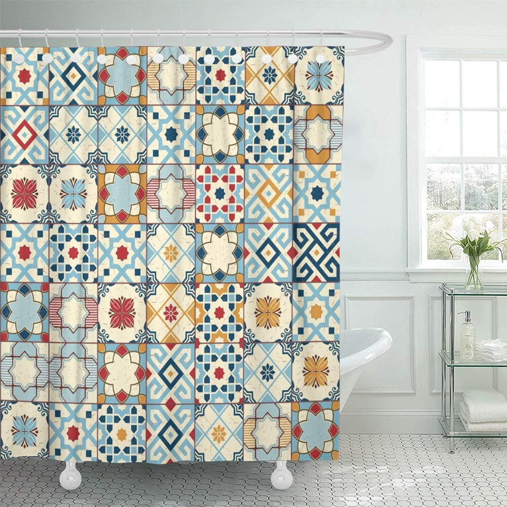 portuguese tile shower curtain