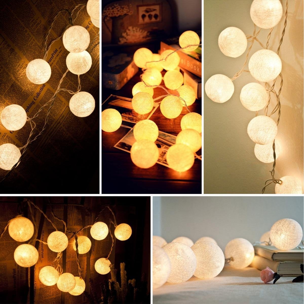 PARTY 20 PASTEL BLUE COTTON BALL STRING LIGHTS CE UL BEDROOM WEDDING 
