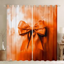 Manfei Kawaii Cartoon Bow-tie Black Out Curtains for Kids, Princess Orange Ribbon Curtains Pack of 2 (42x63 Each), Fashion Bow Bedroom Curtains, Curtains and Drapes Bedroom Decor