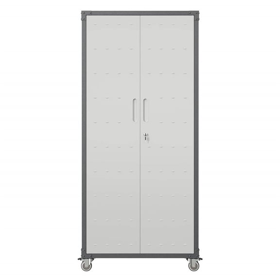 Topcobe 71" Industrial Storage Cabinet on Casters, Heavy-Duty Tool Organizer for Home, Office, School, and Garage, Maximize Space Efficiency, Black/Gray