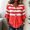 Red, variant on Wovilon Summer Casual V Neck Striped Blouse for Women, 3/4 Ruffle Sleeve Button Down Front with Pleated Detail, Relaxed Fit Everyday Vacation Outfit