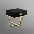 thumbnail image 6 of Hilo Black Gold Side Table - 1 Drawer, Hight Gloss Lacquer Finish, Polished Stainless Steel Base, 6 of 10
